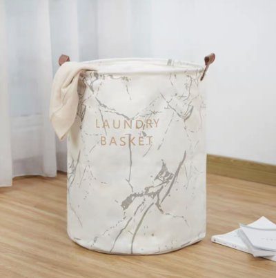 Collapsible Laundry Basket Marble (Statuario White)